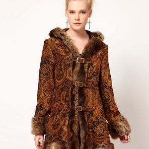 MinkPink "Hendrix" Faux Fur Paisley Jacket